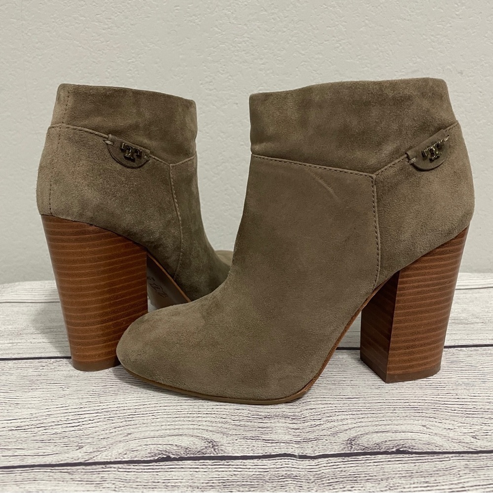 Tory Burch Fulton Booties Boot Ankle Suede Leather Stacked Block Heel Womens 6.5 - Picture 14 of 14